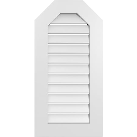 Ekena Millwork Octagonal Top Surface Mount PVC Gable Vent: Functional, w/ 3-1/2"W x 1"P Standard Frame, 18"W x 36"H GVPOT18X3601SF